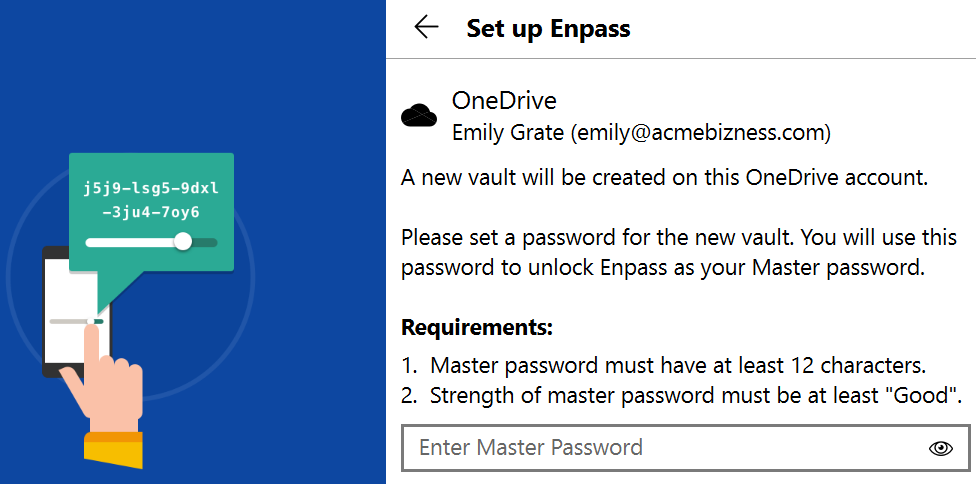 Enter Master Password while setting up Enpass for Business